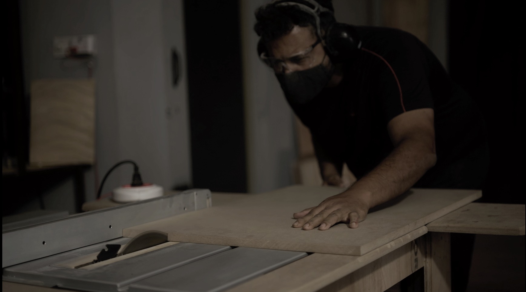 Mikhail at the table saw — Druvtara Studio